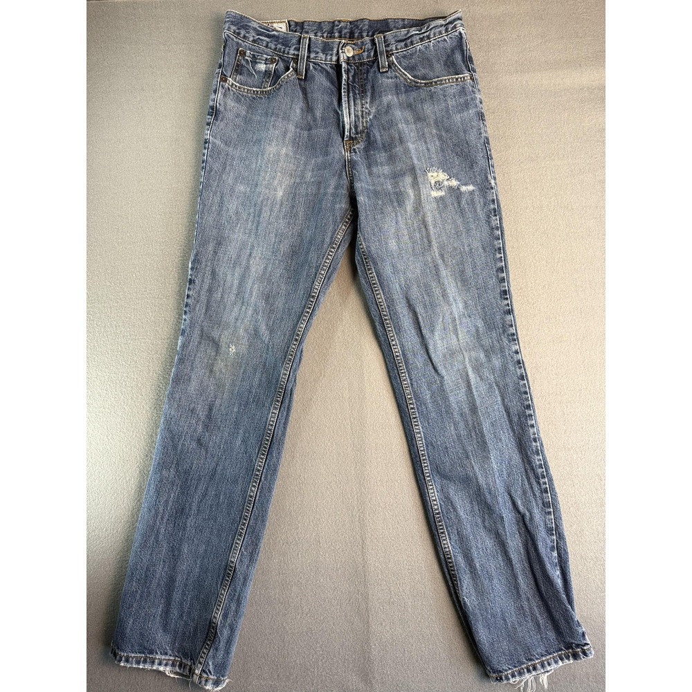 John B Stetson Jeans‎ Mens 34x32 Med Wash Straight Denim Distressed 1120